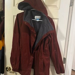 Burgundy woman’s Columbia coat